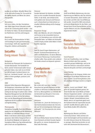 19
wurden so zum Meme. Aktueller Meme-Star
ist die mürrische Grumpy Cat. Sie wurde bei
den Webby Awards zum Meme des Jahres
2013 gewählt.
Microvideos
Sehr kurze Videos, die über Smartphone-
oder Tablet-Apps binnen Sekunden erstellt
und mit der Community geteilt werden – eine
Art Twitter für Videos. Die derzeit bekanntes-
ten Plattformen sind Vine und Instagram.
Monitoring
Das A und O der Kommunikation im Netz
und Grundlage für jede gute Kommunika-
tionsstrategie. Heißt aber eigentlich nur:
Hingucken, Zuhören und Auswerten.
Neidspirale
Beschreibt das Phänomen des Sozialneids in
Sozialen Netzwerken. Die Humboldt-Uni
Berlin und die TU Darmstadt wollen heraus-
gefunden haben, dass mehr als ein Drittel
von 600 befragten Facebook-Nutzern nei-
disch auf „Facebook-Freunde“ sind, die sich
selbst in einem geselligen, positiven Licht
präsentieren.
ORM
Bedeutet Online Reputation Management.
Ob Privatperson, Unternehmen oder NGO – der
gute Ruf im Netz ist inzwischen fast genauso
wichtig wie das Image im wahren Leben. Online
Reputation Management fasst alle Aktivitäten
zusammen, mit denen sich der Ruf schützen
lässt: von der Überprüfung von Suchmaschinen-
ergebnissen bis hin zur aktiven Kommunikation
und Agenda Setting.
Phoneography
Smartphone-Fotografie. Durch die (i)Phoneo-
graphy hat die Fotografie und die Verbreitung
von Bildern zur Selbstdarstellung in Social
Media in den letzten Jahren massiv an Fahrt
gewonnen. Beim Online-Fotoportal Flickr ist
die Anzahl der Mitglieder mit Uploads von
Smartphone-Bildern pro Tag mittlerweile dop-
pelt so hoch wie von Digitalkameras.
Pinterest
Soziales Netzwerk für Ästheten, die Bilder
(pins) an ihre virtuellen Pinnwände (boards)
heften. In der Kritik, weil Urheberrechte
nicht geklärt sind. Dennoch wird Pinterest
auch in Deutschland von Unternehmen zur
visuellen Selbstdarstellung und für Kampag-
nen genutzt.
Responsive Design
Bilder oder Websites, die sich in Datei­größe
und Format an das verwendete Gerät an-
passen. Ein Smartphone muss nicht die volle
Dateigröße laden, auf Tablets mit hochauflö-
sendem Display werden dafür Bilder in hoher
Qualität angezeigt.
SEO
Steht für Search Engine Optimization, auf
deutsch: Suchmaschinenoptimierung. Ge-
meint sind Maßnahmen, mit denen Websites
eine bessere Platzierung in Suchmaschinen
erhalten sollen. Dazu werden unter anderem
die Inhalte anhand von Keywords optimiert.
Seeding
Wer ernten will, muss säen: Seeding
bezeichnet das gezielte Platzieren von Bot-
schaften in relevanten Sozialen Netzwerken.
Ziel ist es, Meinungsführer zu erreichen, die
die Botschaft (zum Beispiel in Form eines
Videoclips) viral weiterverbreiten.
Shitstorm
Laut Duden ein „Sturm der Entrüstung in ei-
nem Kommunikationsmedium des Internets,
der zum Teil mit beleidigenden Äußerungen
einhergeht“. Für Pressesprecher der reinste
Albtraum!
Social Influence
Alle Social-Media-Nutzer besitzen Einfluss in
ihrem Netzwerk und damit Soziales Kapital.
Wie groß es ist, messen Analysetools wie
Klout oder Peerindex.
SMO
Heißt Social-Media-Optimierung, also eine
Optimierung von Websites oder des Auftritts
in Sozialen Netzwerken, damit Inhalte sicht-
bar werden und öfter über Social Media ge-
teilt werden. Sinnvoll für SMO sind einfache
technische Möglichkeiten für das Teilen, zum
Beispiel durch Social Sharing Buttons auf der
eigenen Website und, klar: mitteilenswerte,
begeisternde Inhalte!
Social Payment
Form von Crowdfunding. Leser von Blogs,
Website-Artikeln oder Posts spenden
monatlich geringe Geldbeträge, weil sie die
Arbeit der Verfasser unterstützen möchten.
Bekannte Beispiele sind Flattr und Kachingle.
Social Sharing
Social Sharing ist der Vorgang, Inhalte einer
Website auf Social-Media-Plattformen oder
Apps zu teilen. Social Sharing Buttons unter
den jeweiligen Beiträgen machen es möglich.
SoLoMo
Steht für „Social, Local, Mobile”. Wird
gerne für spezielle Angebote genutzt, bei
denen Kunden über Social Media auf lokale
Aktionen hingewiesen werden – und zwar auf
ihren Smartphones und sonstigen mobilen
Gadgets. Beispiel: Jemand bekommt einen
Rabatt, wenn er im Supermarkt gleich noch
die Facebook-Seite des Supermarkts besucht
und teilt. SoLoMo-Aktionen gelten als der
Social-Media-Knaller 2013 schlechthin.
Troll
Mythologisches Monster und Online-
Community-Schreck. Trolle zeichnen sich
durch Hartnäckigkeit und Unverständnis aus.
Sie zielen bewusst darauf ab, Diskussionen
zu sprengen. Manchmal verstecken sie sich
unter dem Deckmantel des Besserwissers.
SoLoMo
Ewig neuer Trend
Pinterest
Soziales Netzwerk
für Ästheten
Candystorm
Eine Welle des
Zuspruchs
Zwischenspiel
 
