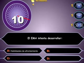 El EMA intenta desarrollar: Habilidades de afrontamiento 