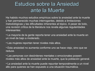 Ansiedad Y Miedo A La Muerte | PPT