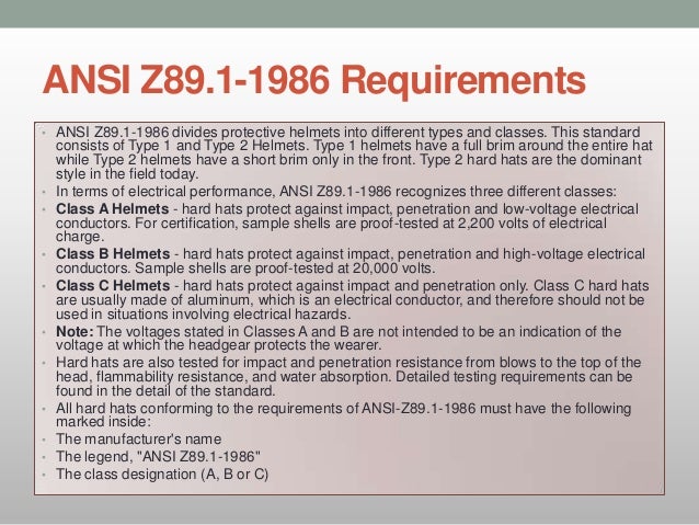 ansi hard hat standard
