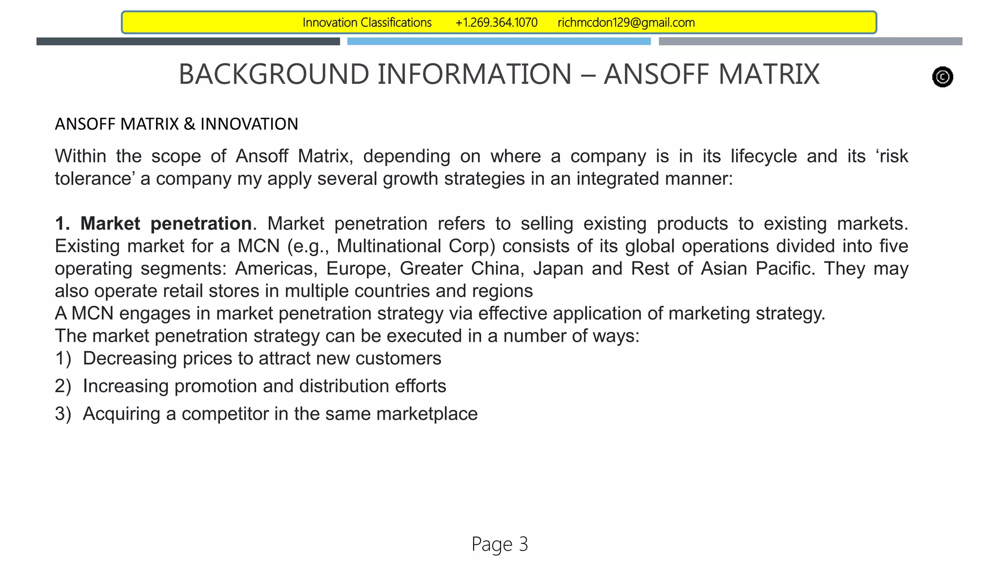 Ansoff matrix and disruptive innovation final v1.2 r mc donnell | PPT