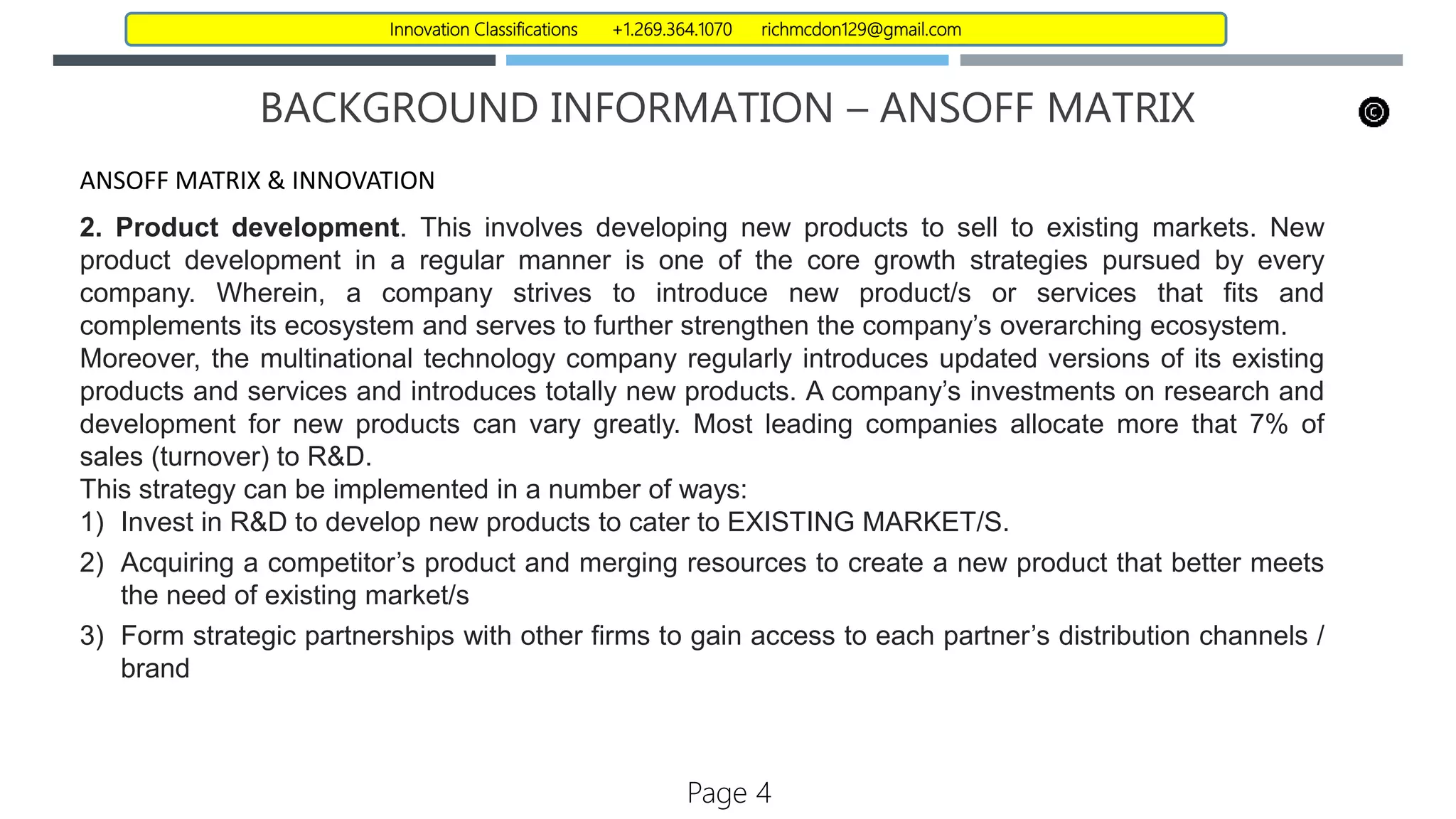 Ansoff matrix and disruptive innovation final v1.2 r mc donnell | PPT