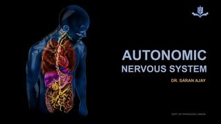 AUTONOMIC
NERVOUS SYSTEM
DR. SARAN AJAY
DEPT. OF PHYSIOLOGY, GMCM
 