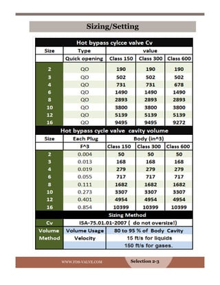 Selection 2-3
Sizing/Setting
WWW.FDS-VALVE.COM
 