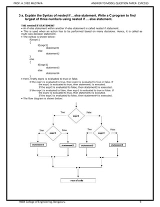 VTU PCD Model Question Paper - Programming in C | PDF
