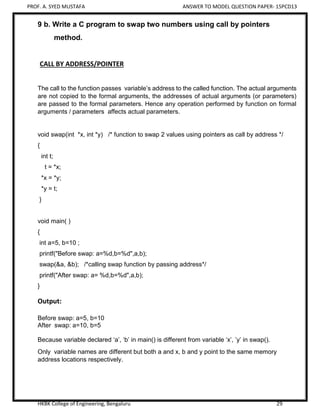 VTU PCD Model Question Paper - Programming in C | PDF