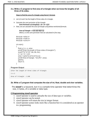 VTU PCD Model Question Paper - Programming in C | PDF
