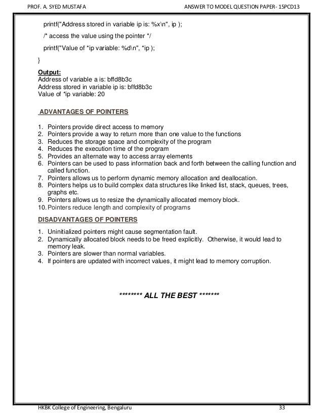 Cp C Programming Old Question Papers Answers Important