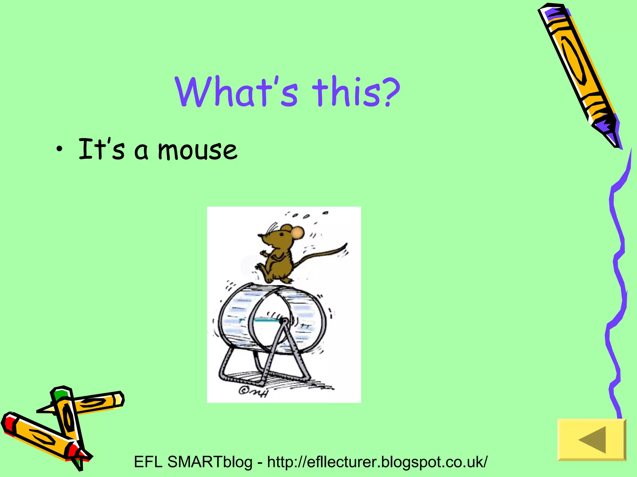 What’s this?
• It’s a mouse

EFL SMARTblog - http://efllecturer.blogspot.co.uk/

 