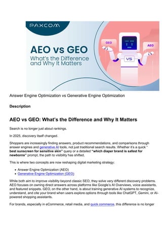 Answer Engine Optimization vs Generative Engine Optimization: Key ...