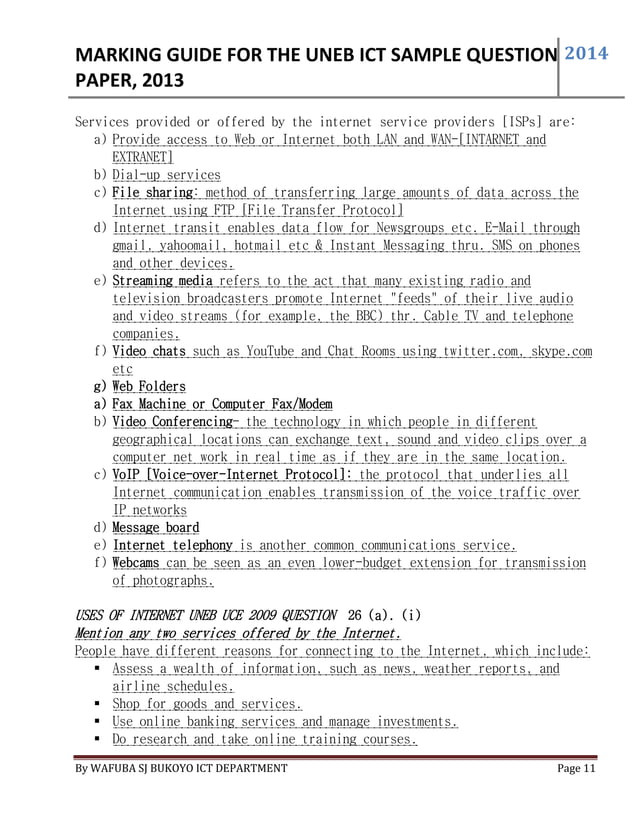 Answer guide to uneb sample question paper 2013 print by WAFUBA SJ