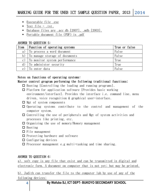 Answer guide to uneb sample question paper 2013 print by WAFUBA SJ
