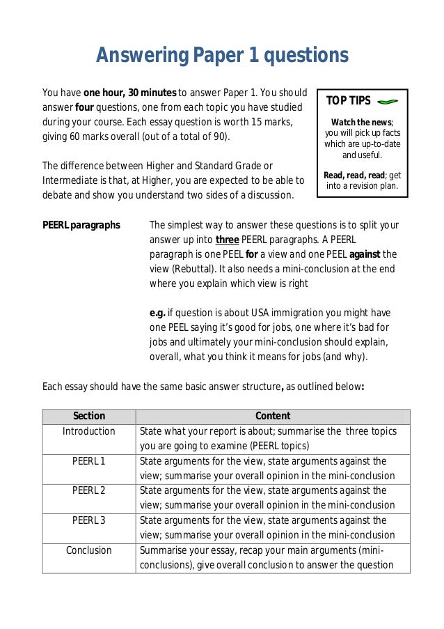 Answering paper 1 questions