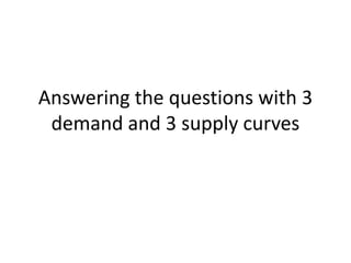 Answering the questions with 3
demand and 3 supply curves

 