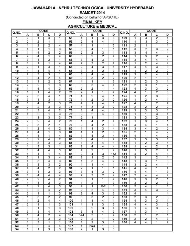 Ap Eamcet 14 Medical Answer Key