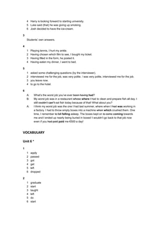 Answer key unit 6 | DOC