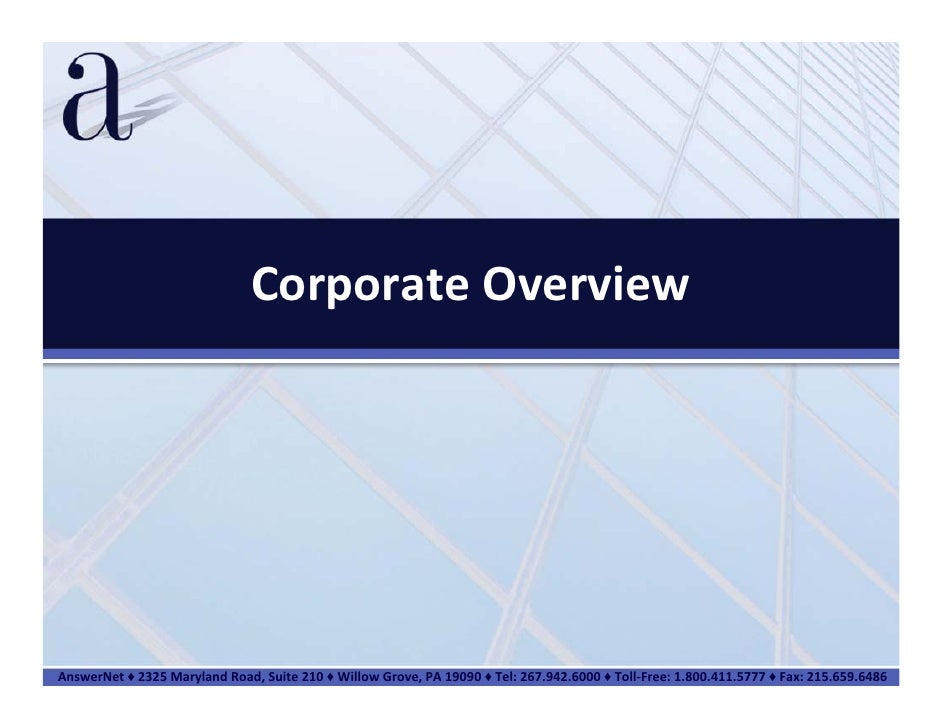 Company Overview 2011