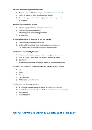 Answer &amp; Question OSHA 30 Final Exam.pdfAnswer &amp; Question OSHA 30 