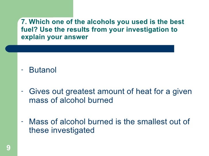 Preparing for Heat from burning alcohol IAA