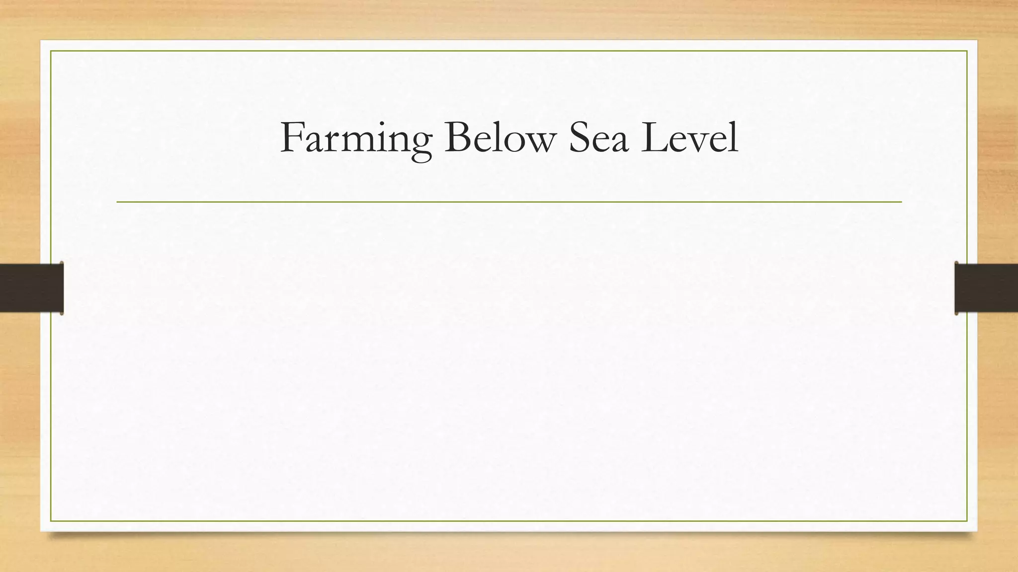 Farming Below Sea Level
 