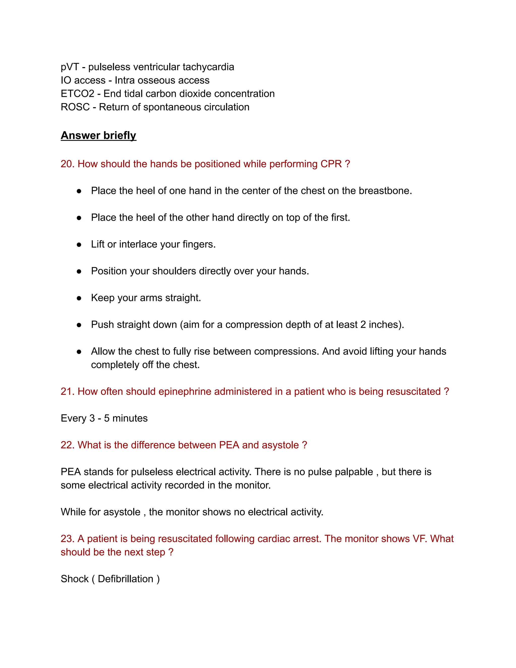 Adult Cardiac Arrest Algorithm Quiz .pdf