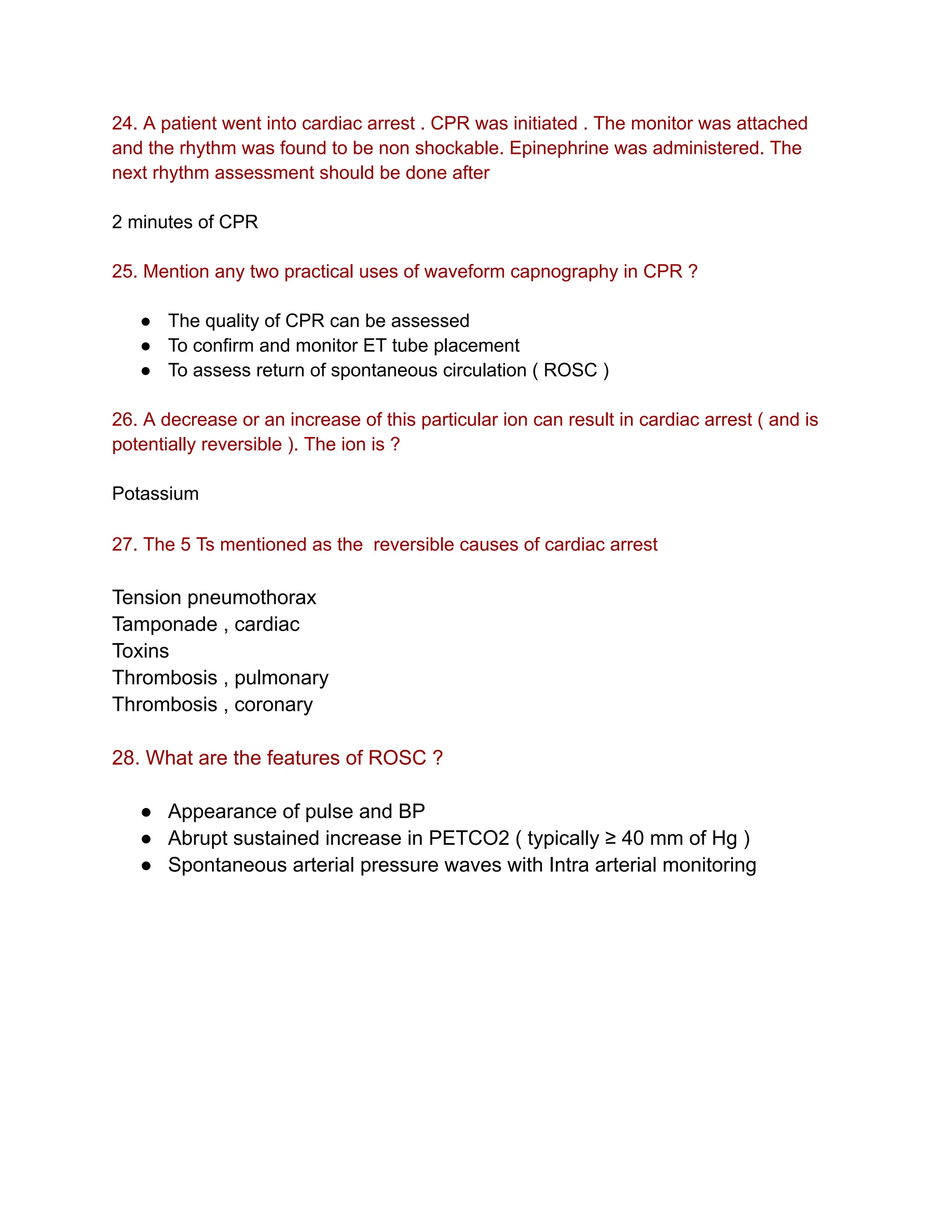 Adult Cardiac Arrest Algorithm Quiz .pdf