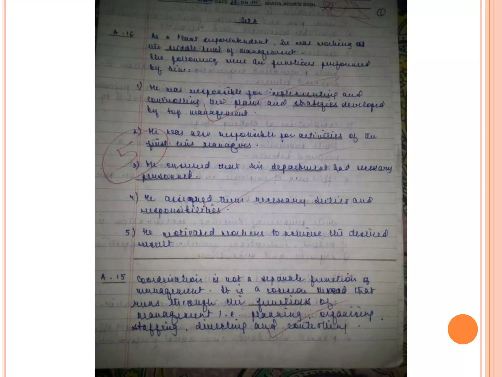 Answer sheet set A (Ch1 and Ch 2 only Tylor's principles)