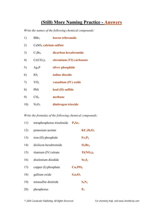 Answers nomencalture extra practice | PDF