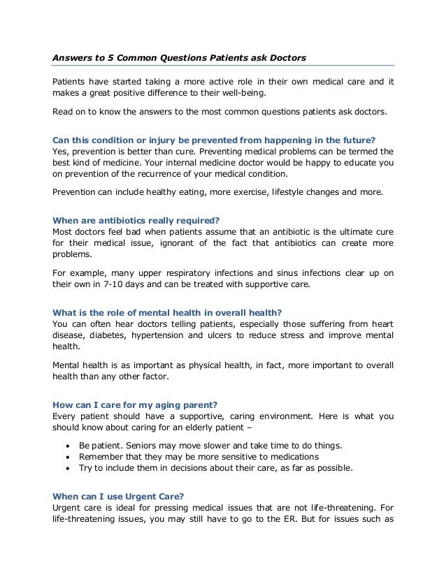 Answers to 5 common questions patients ask doctors