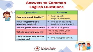 Answers to common english questions | PDF