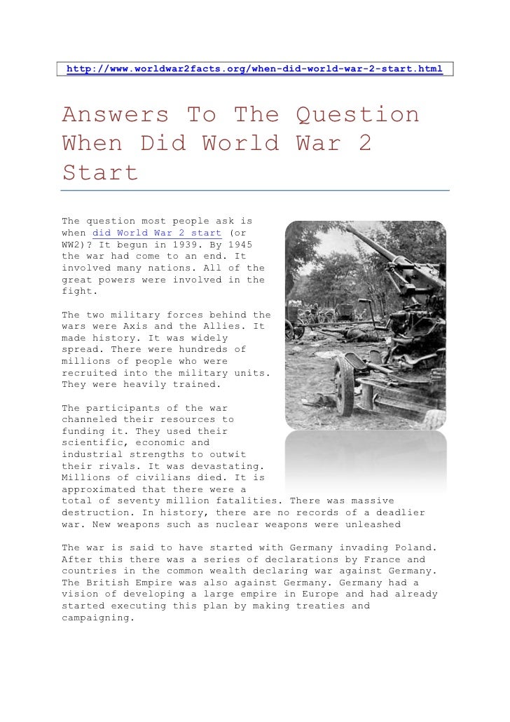 When Did World War 2 Start