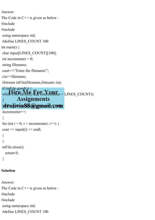 AnswerThe Code in C++ is given as below #include iostream#.pdf