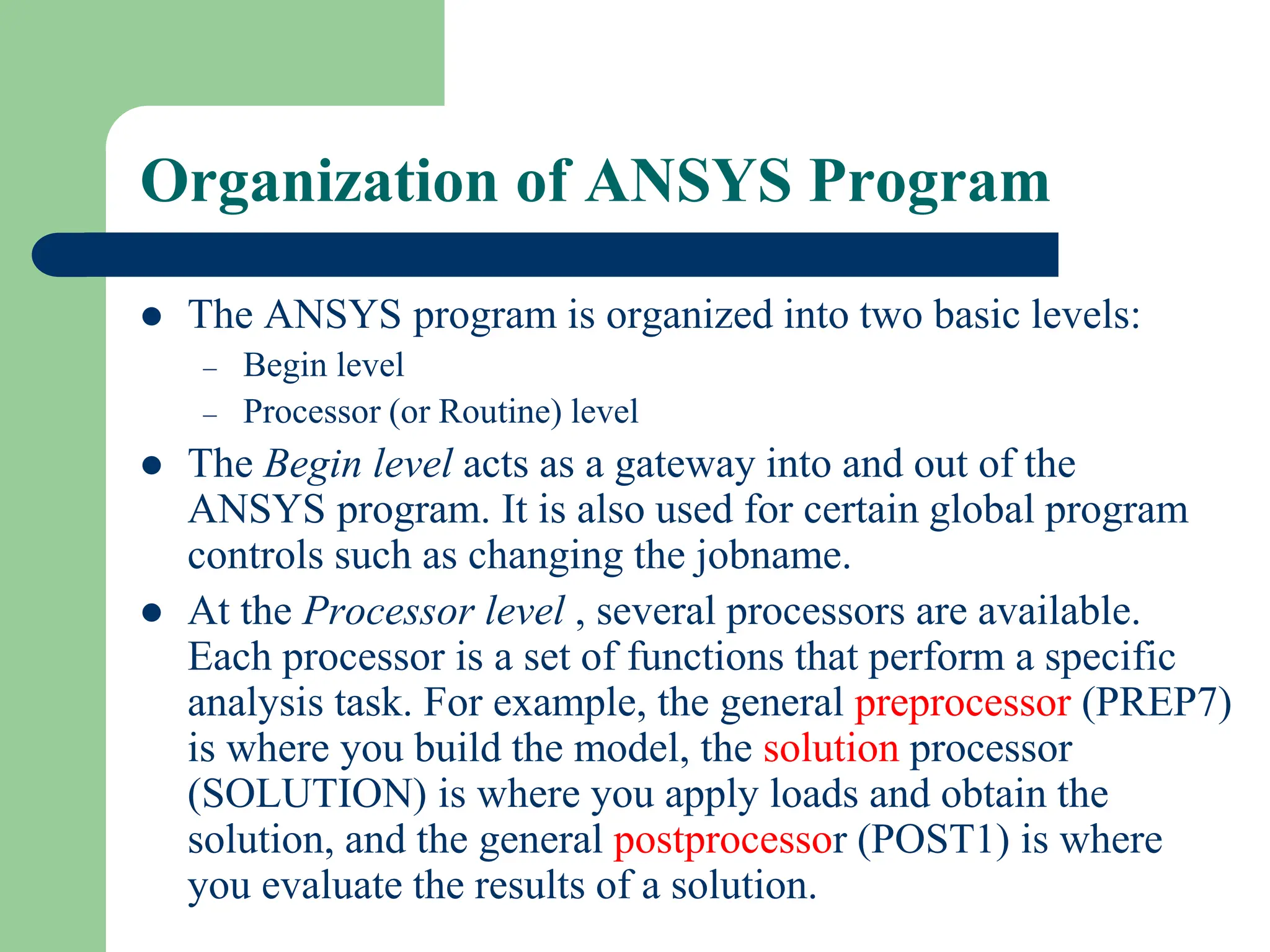 ANSYS Intro Numerical analysis using ANSYS | PPT