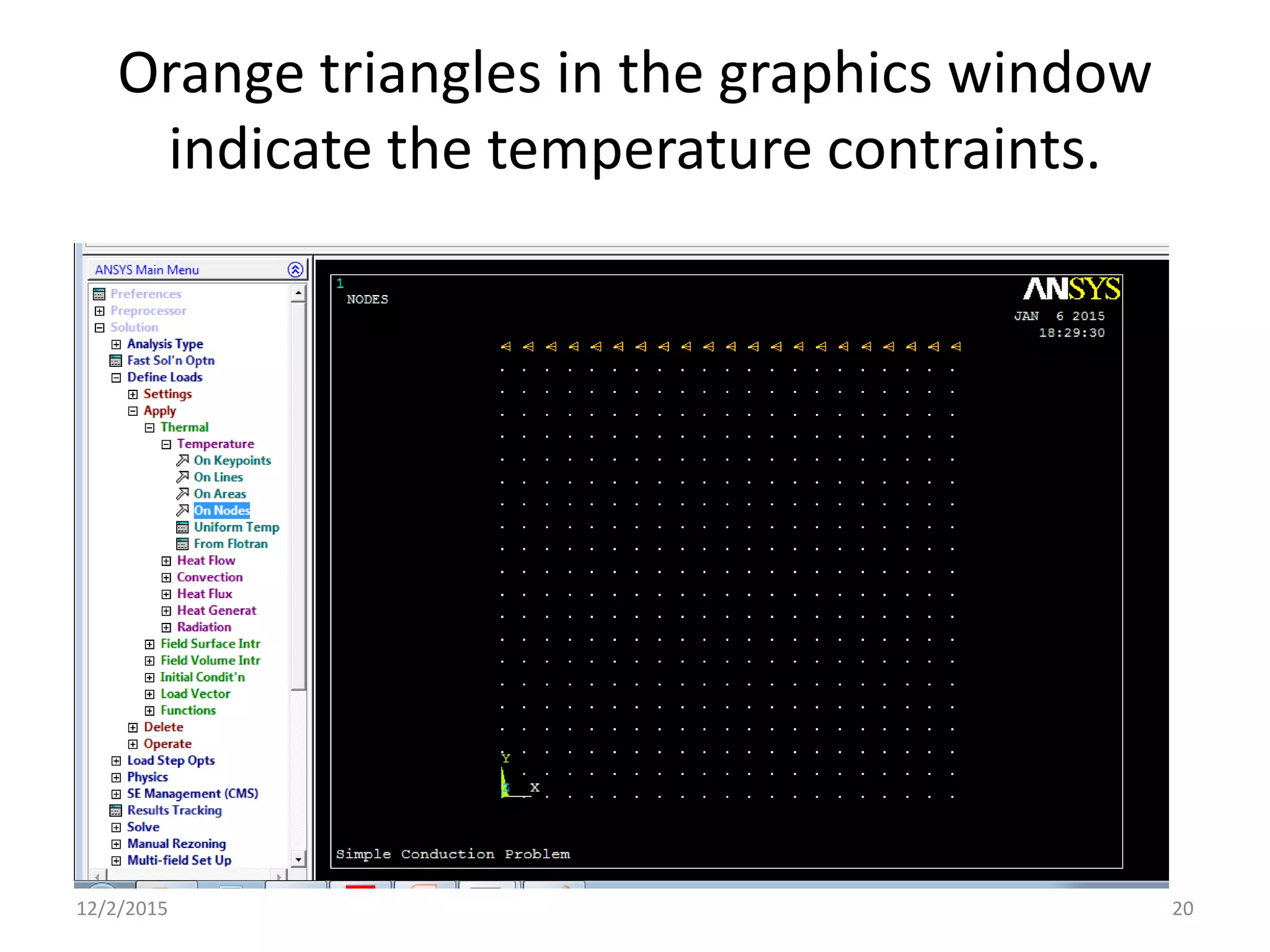 Orange triangles in the graphics window
indicate the temperature contraints.
12/2/2015 20
 