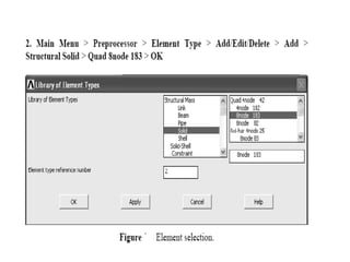 Ansys plate with central hole 1