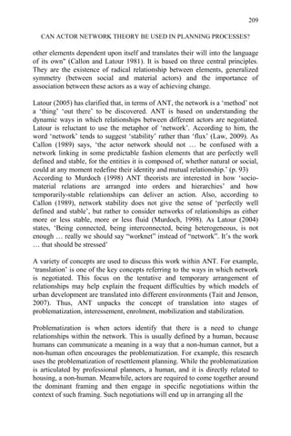 Can Actor Network Theory be used in Understanding Planning Processes? | PDF