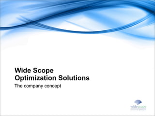Wide Scope
Optimization Solutions
The company concept
 