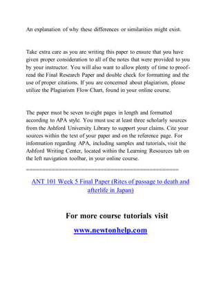 ant 101 week 5 final research paper