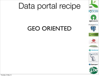 Data portal recipe

                       GEO ORIENTED




Thursday 10 May 12
 