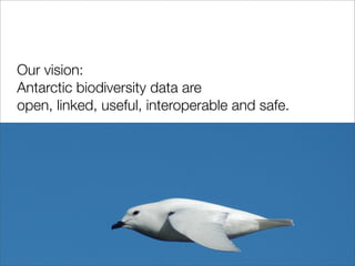 Our vision:
Antarctic biodiversity data are
open, linked, useful, interoperable and safe.
 
