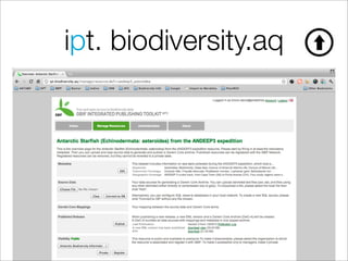 ipt. biodiversity.aq
 