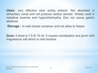 Hyperchlorhydria Antacids and Acidifying agents | PPTX