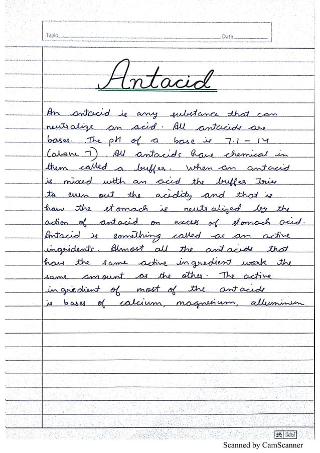 ANTACIDS Chemistry Investigatory Project Class 12 CBSE PDF