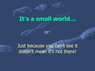 It’s a small world… or: Just because you can’t see it doesn’t mean it’s not there! 