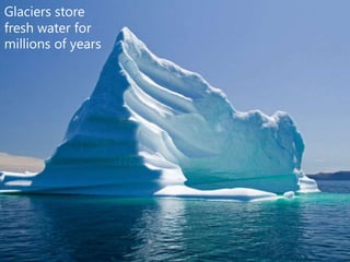Glaciers store
fresh water for
millions of years
 