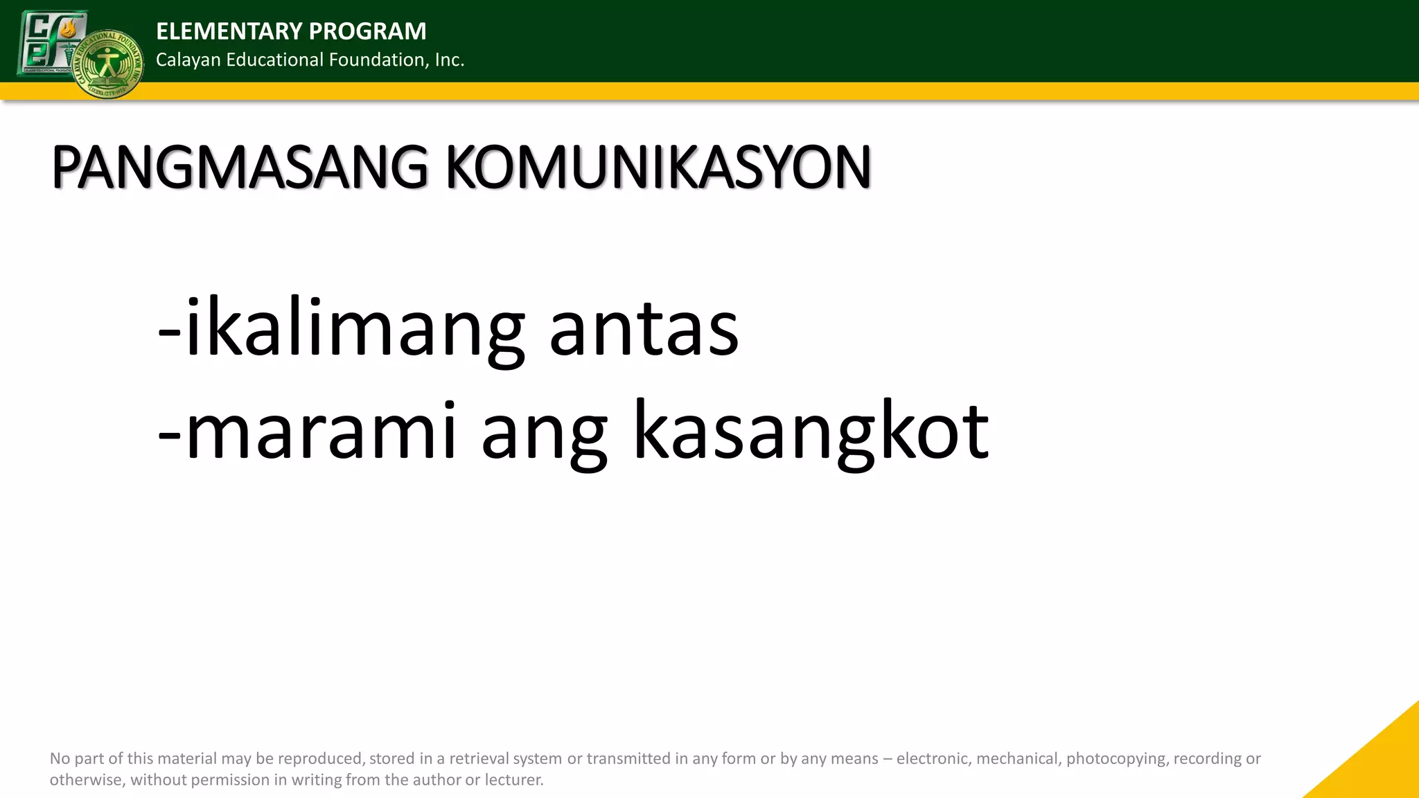Antas, elemento at modelo ng proseso ng komunikasyon | PPT