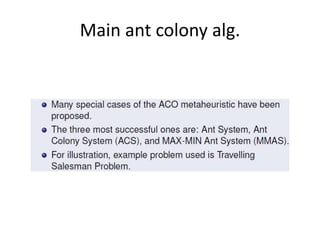 Main ant colony alg.
 