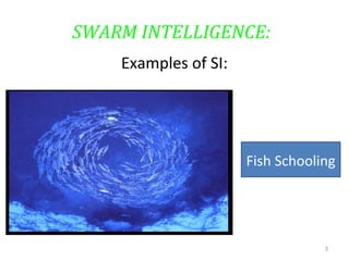 SWARM INTELLIGENCE:
Examples of SI:
3
Fish Schooling
 