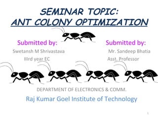 Ant Colony Optimization Ppt