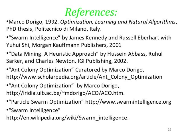 M dorigo optimization learning and natural algorithms phd thesis